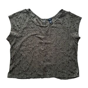 Torrid Lace Mesh Top Size 4 4X Sheer Floral Sleeveless Studded Neckline Blouse
